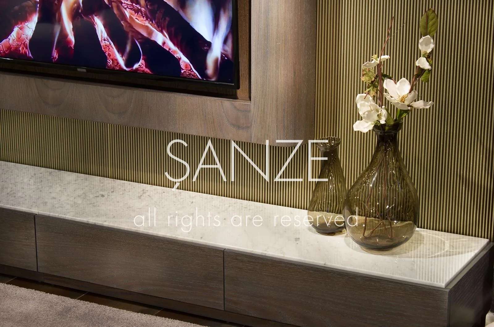 Another view of the Curved TV System TV unit, made to order by Archidecors, Modoko Istanbul