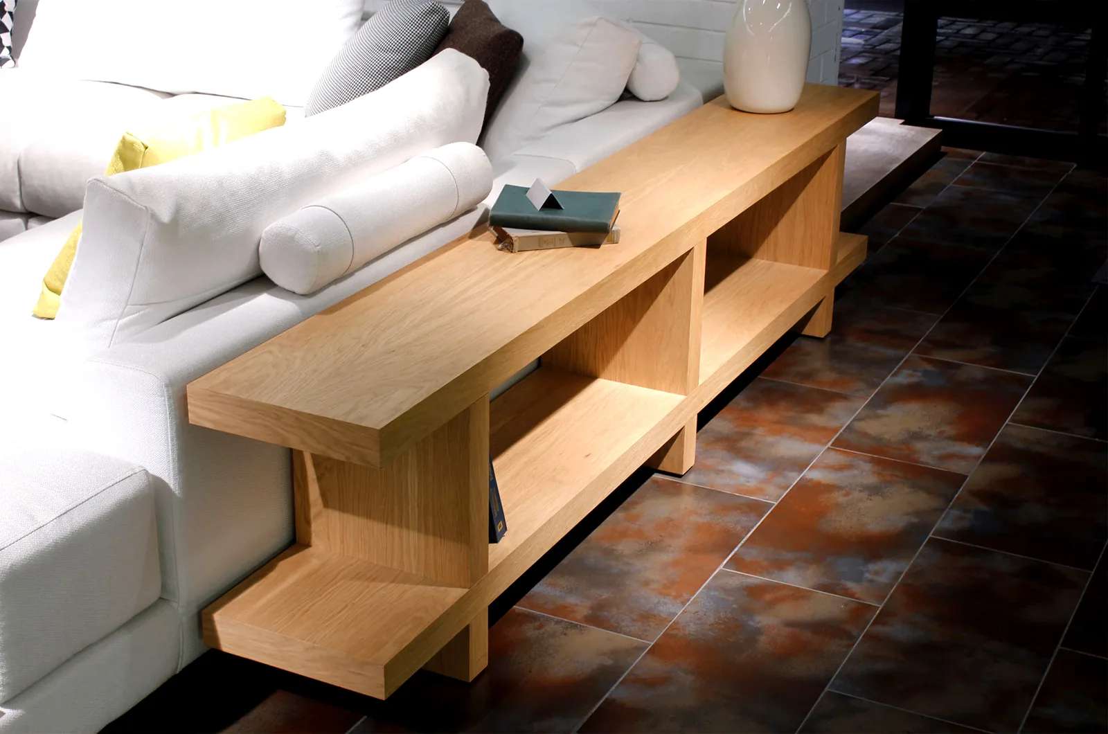 Another view of the Line Marble Bookcase TV Unit TV unit, made to order by Archidecors