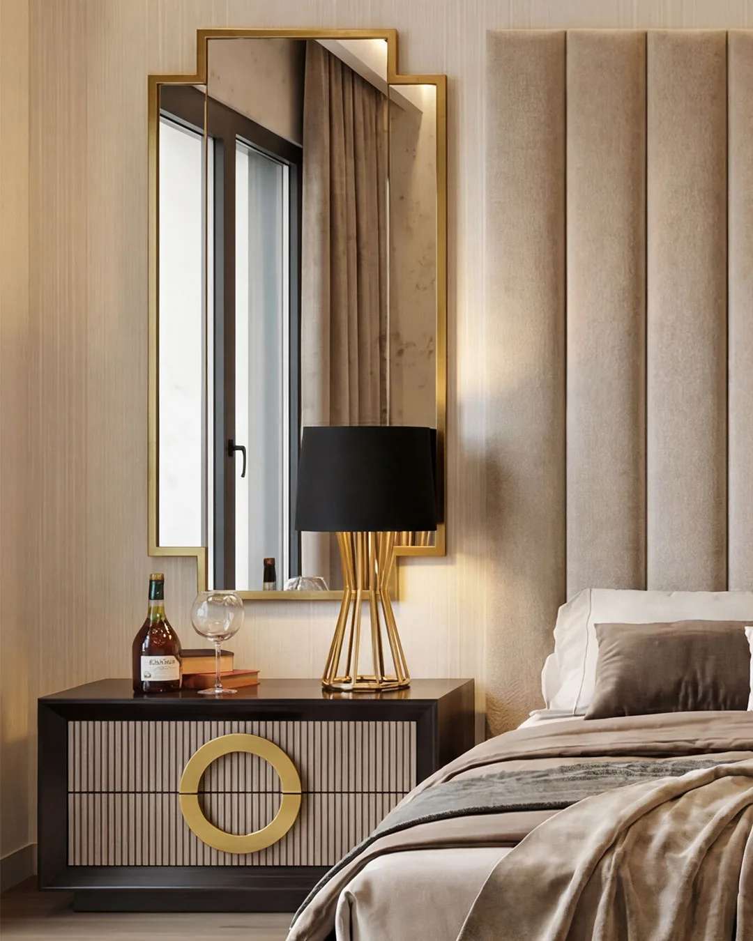 Hypnose Ayna modelinin bir başka görünümü, özel üretim duvar aynası, Archidecors