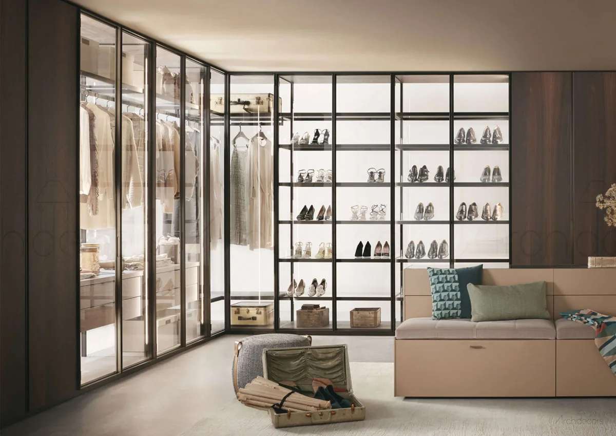 Cam Kapaklı Giyinme Dolabı, Archidecors özel üretim giyinme dolabı modelinin genel görünümü