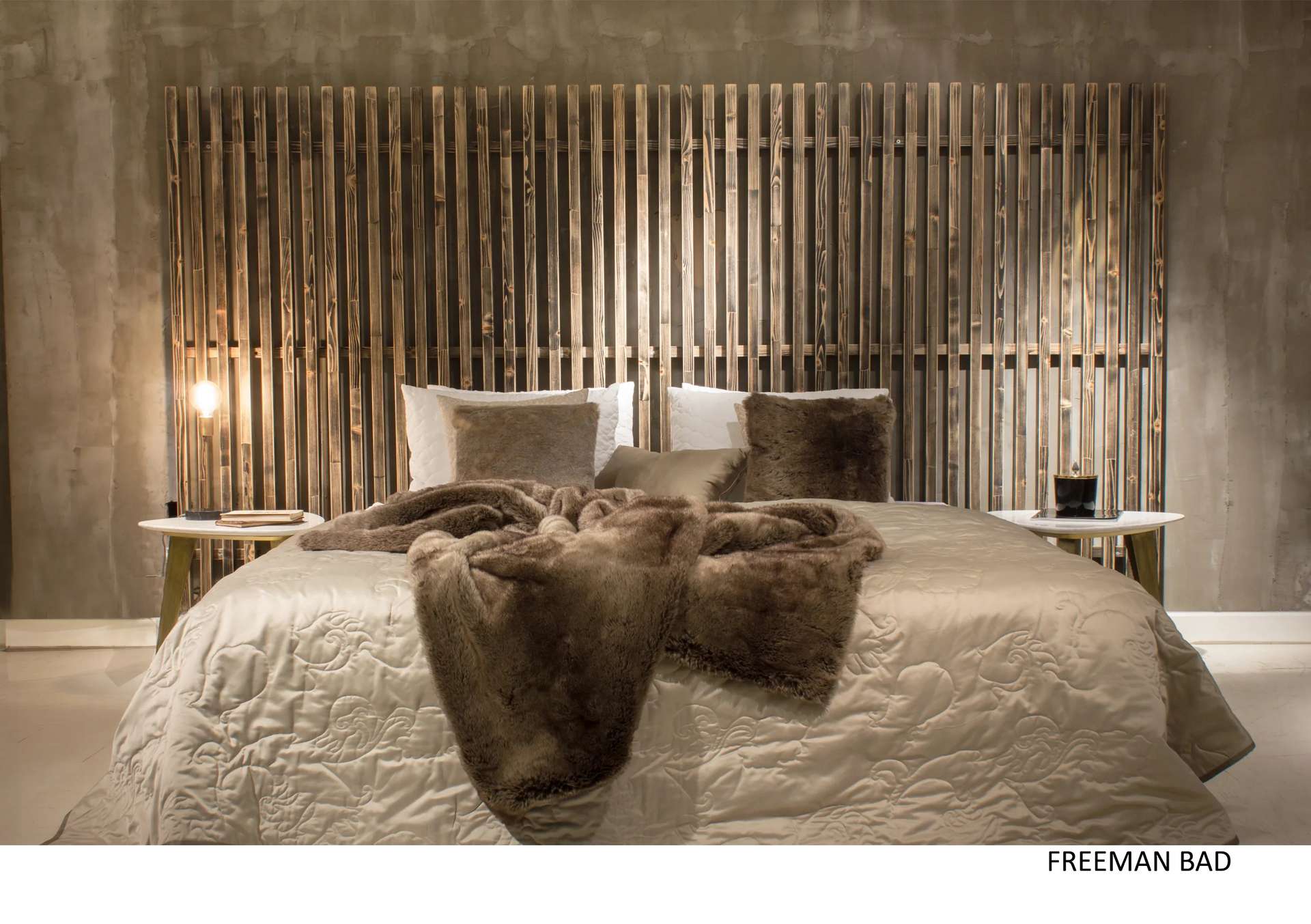 Freeman Ahşap Yatak modelinin bir başka görünümü, özel üretim karyola, Archidecors