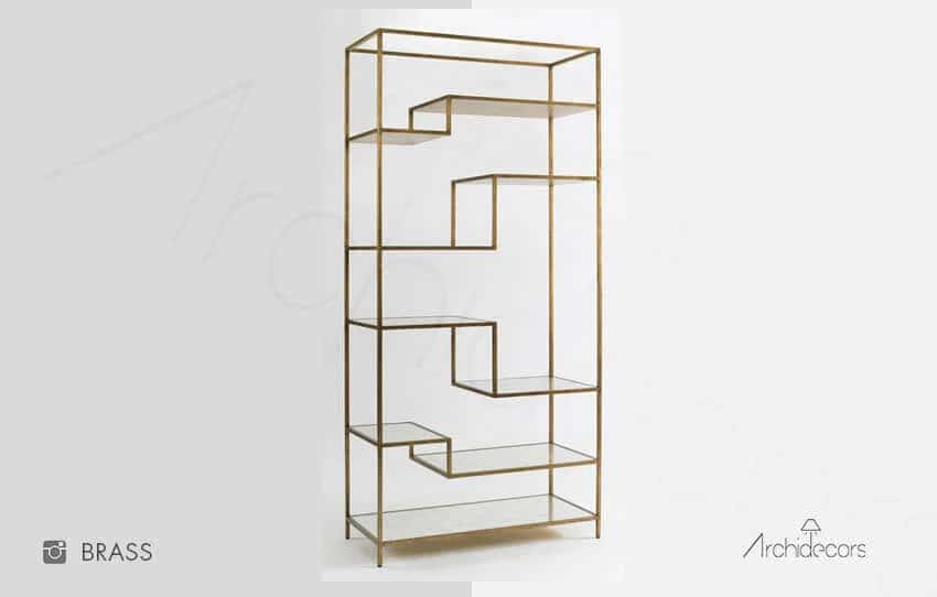Brass Metal Vitrin bar dolabı modelinin farklı açıdan görünümü, Archidecors el işçiliği