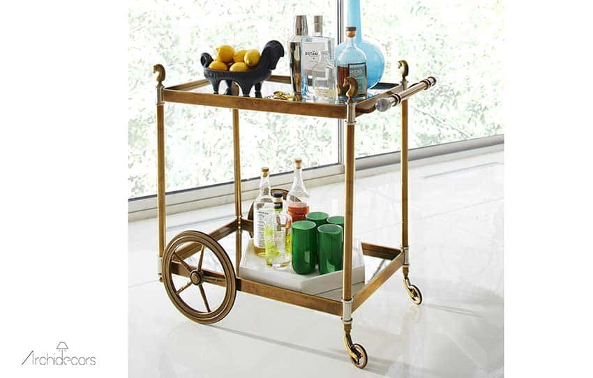 İçki Servis Bar Arabası No:3 bar arabası modelinin farklı açıdan görünümü, Archidecors el işçiliği