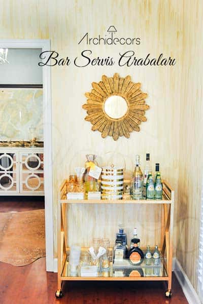 İçki Servis Bar Arabası No:3 modelinin bir başka görünümü, özel üretim bar arabası, Archidecors