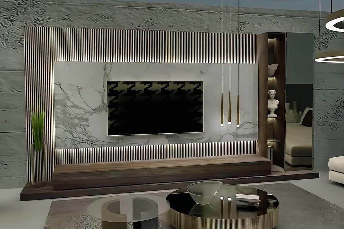 Another view of the Bristol TV Cabinet bar cabinet, made to order by Archidecors