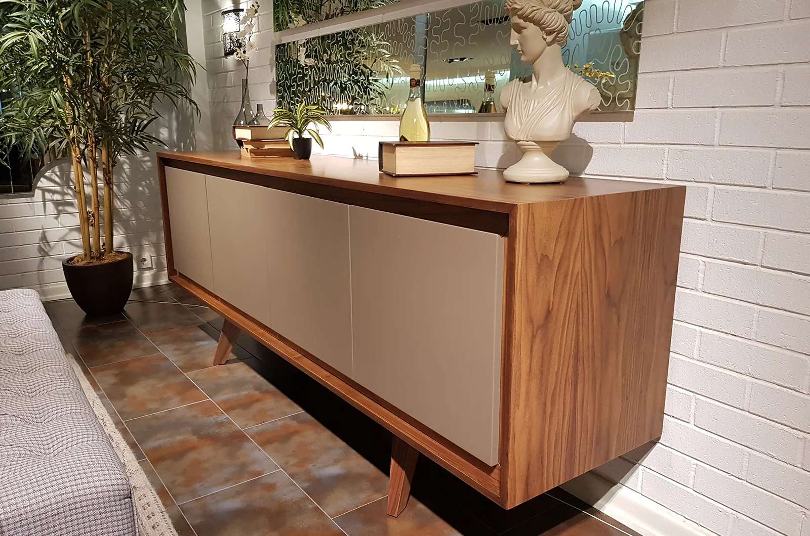 Walk Walnut Console console seen from another angle, handcrafted by Archidecors, Modoko Istanbul