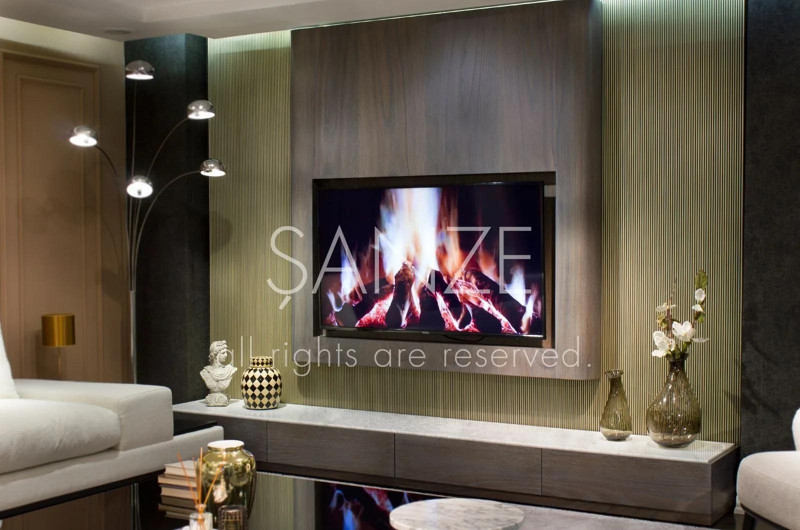 Curved TV Ünitesi, ahşap, Archidecors özel üretim mobilya