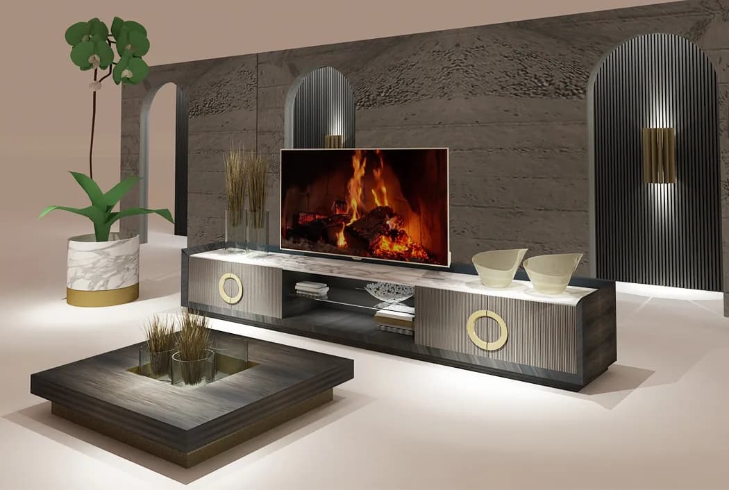 Point Marble TV Ünitesi, mermer, Archidecors özel üretim mobilya