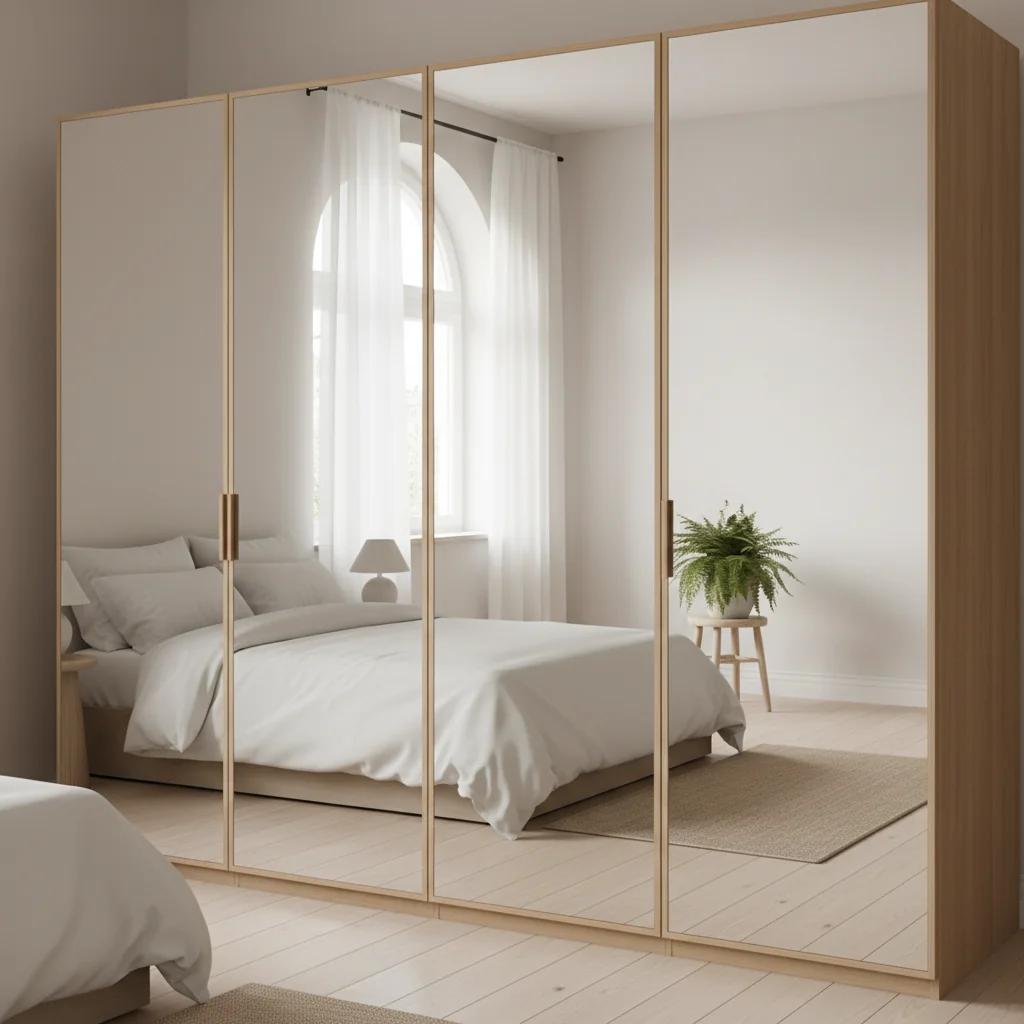 Mirrored Wardrobe, masif ahşap çerçeve + temperli ayna, custom made furniture by Archidecors Istanbul