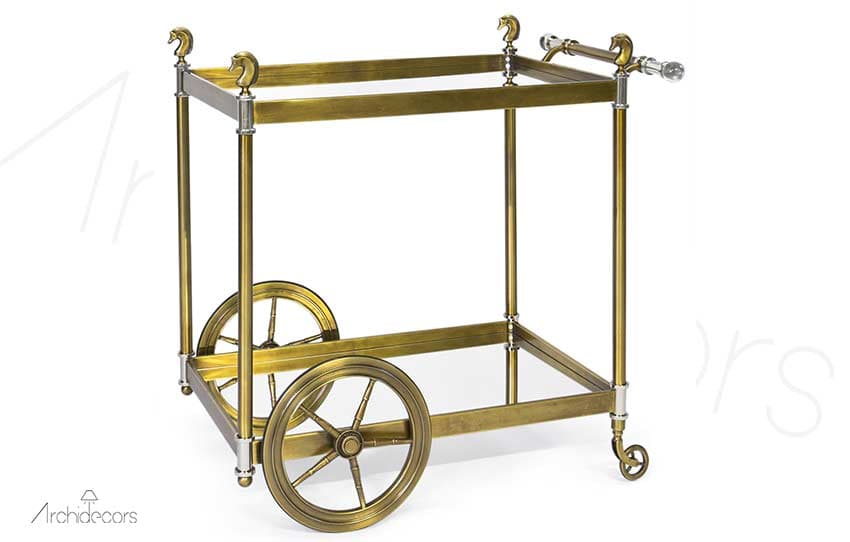 Cavalry Brass Serving Cart, pirinç, custom made furniture by Archidecors Istanbul