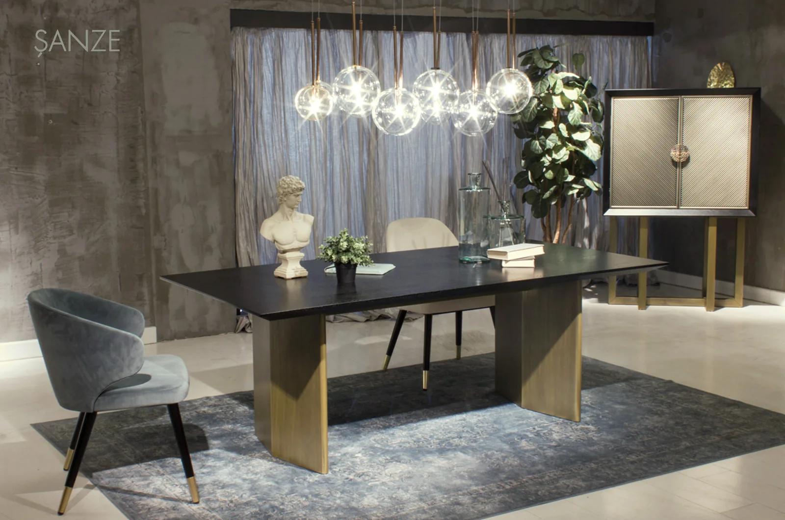 Armani Table, ahşap kaplama + pirinç, custom made furniture by Archidecors Istanbul