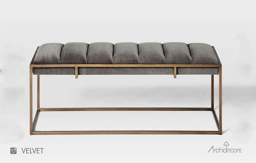 Velvet Brass Bench, Poufs, Benches & Stools