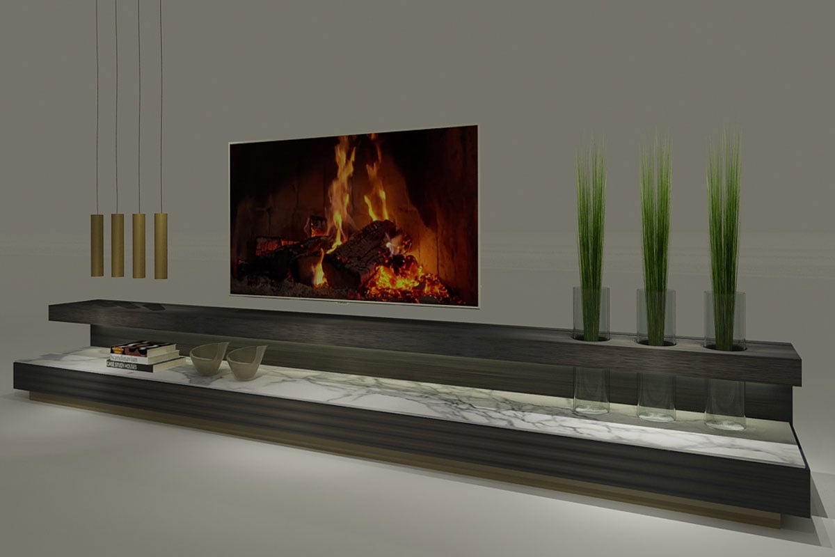 Line TV Unit TV unit seen from another angle, handcrafted by Archidecors, Modoko Istanbul