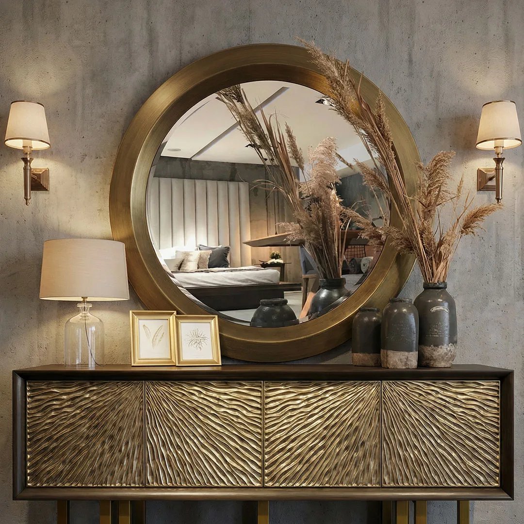 Tombo Ayna duvar aynası modelinin farklı açıdan görünümü, Archidecors el işçiliği