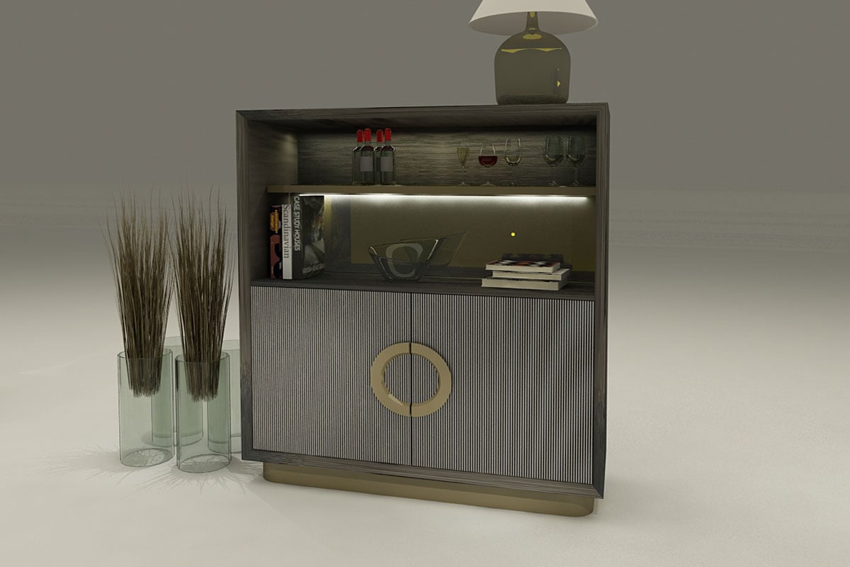 Point Büfe Mini bar dolabı modelinin farklı açıdan görünümü, Archidecors el işçiliği